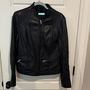 Black Rivet Quilted Black Leather Jacket